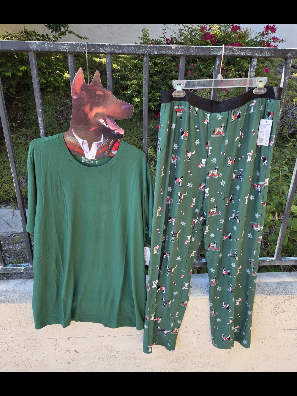 Jockey Green Men’s Pajama Set with Holiday Dog Print